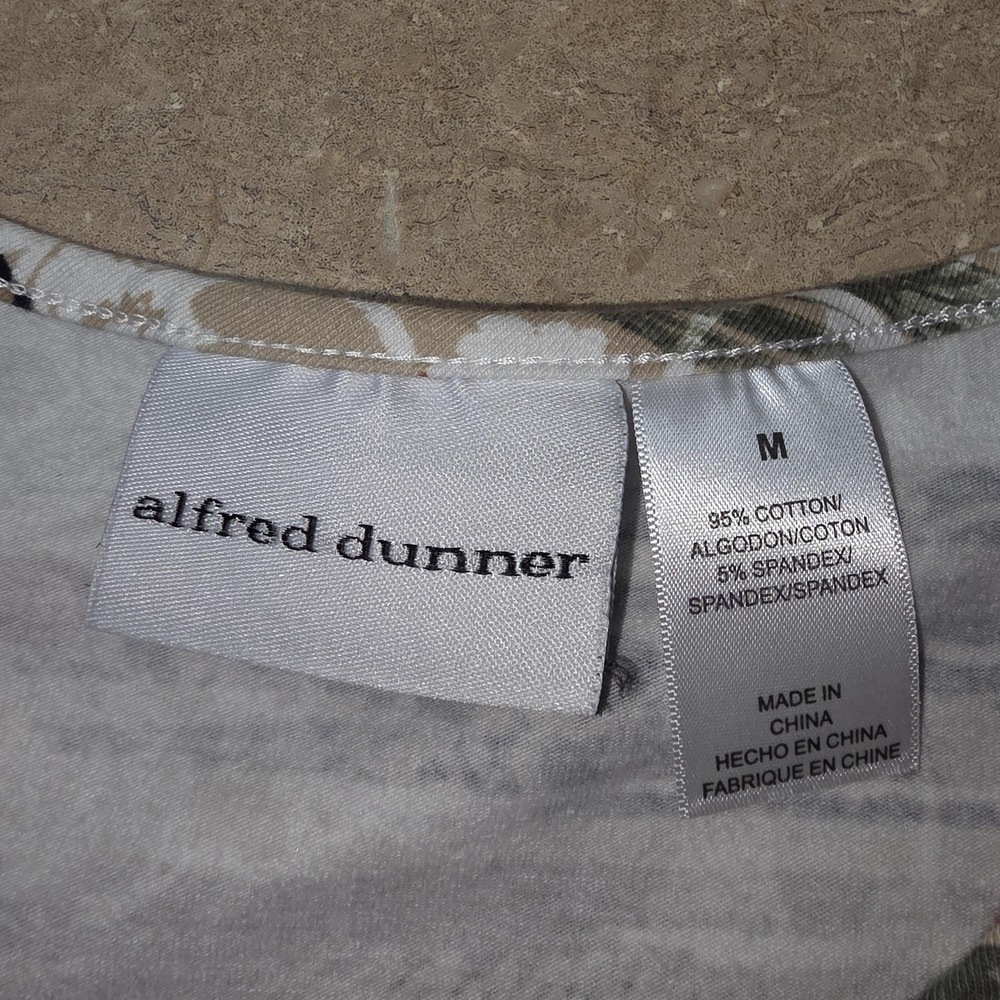 Alfred Dunner Shirt Women M Green Stripe Studded 3/4 Sleeve Tunic Top Preppy Mom - Picture 5 of 10